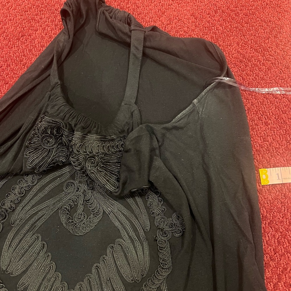 INC INTERNATIONAL CONCEPTS Black with black floral embroidery host pick - Picture 12 of 13